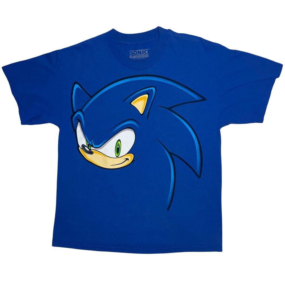Sonic the Hedgehog Sega Video Game‎ Promo Graphic Blue T-Shirt Sz Mens Large